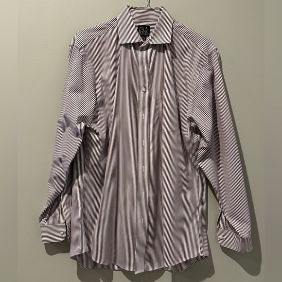 Jos. A. Bank Traveler’s Collection Maroon Striped Dress Shirt - Picture 2 of 5